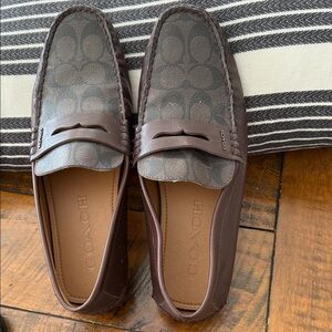 Coach Signature Pattern Brown Men's Loafers